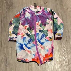 Bonds Kids Swim Rashguard - Pink and Purple Floral